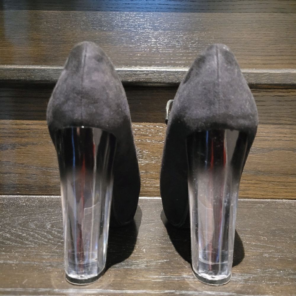 Vintage Y2K Black Leather High Heels Shoes - Picture 3 of 5